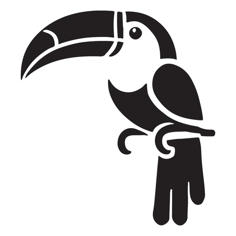 Vibrant Black Silhouette Toucan Bird Illustration vector