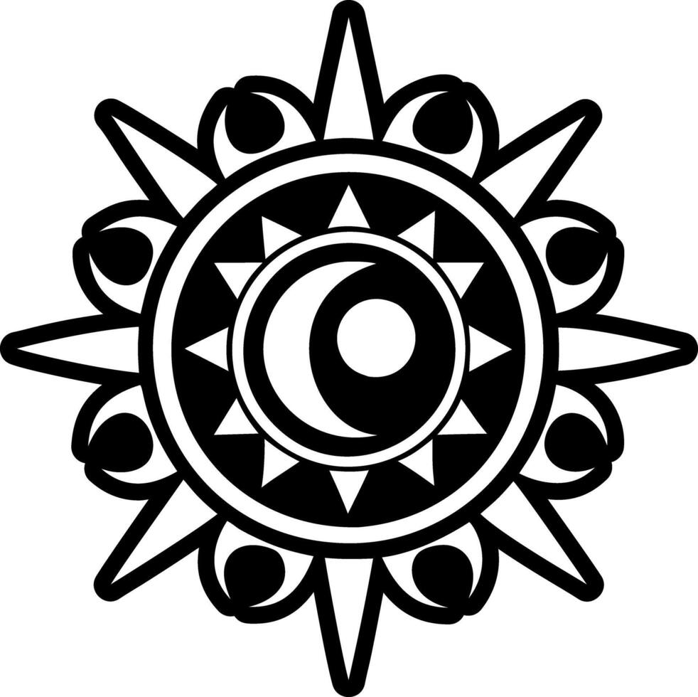 Solar eclipse motif, glyph tattoo icon vector