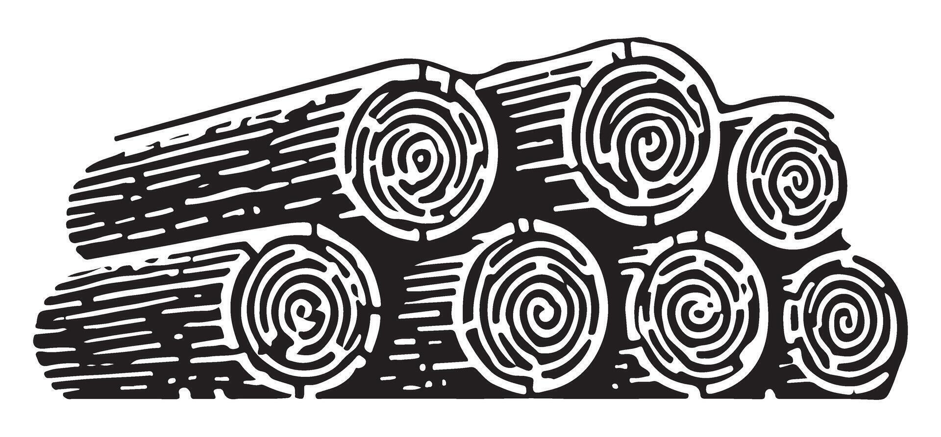 Stack of Timber Logs Ready for Processing vector