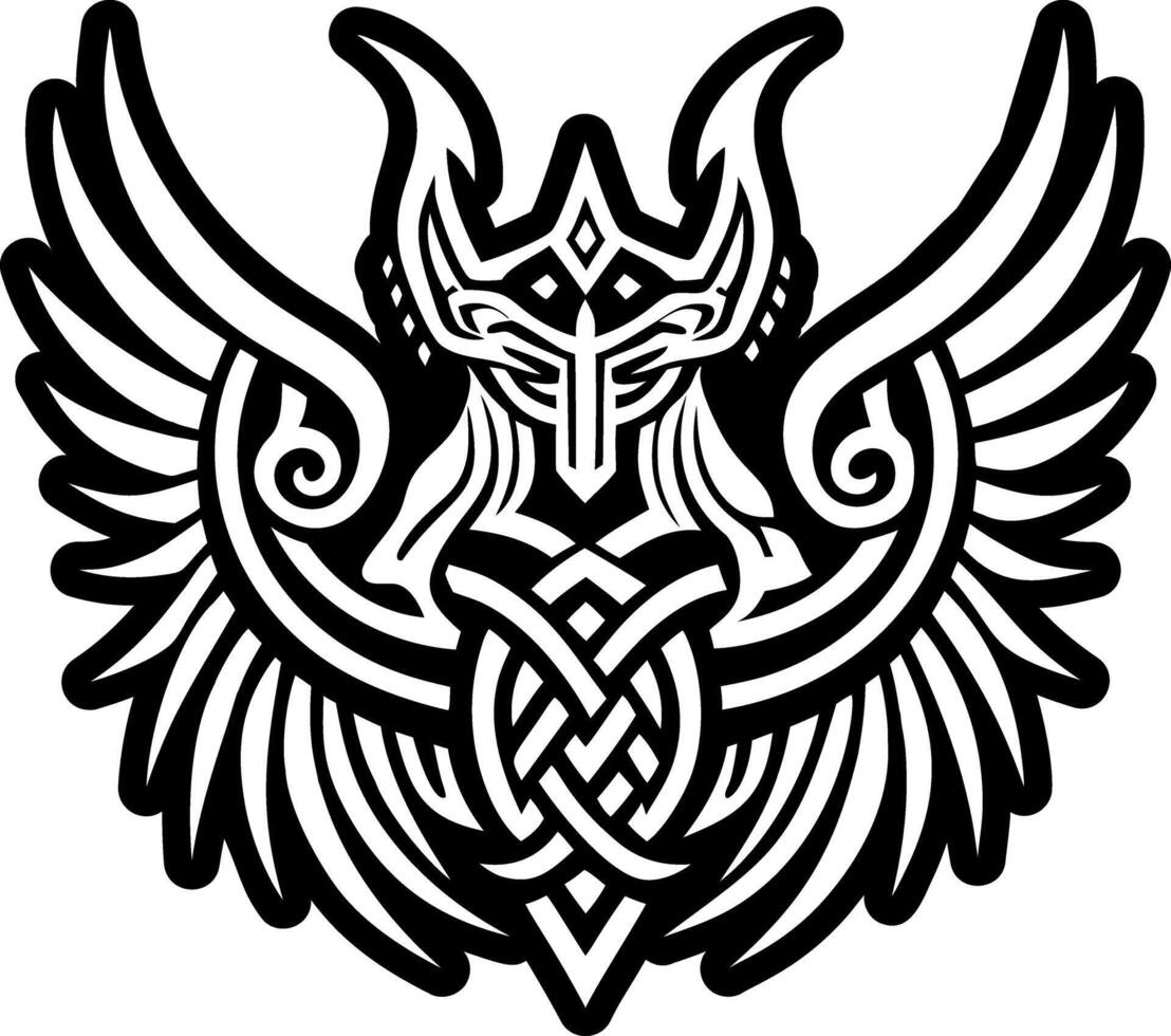 Norse valkyrie tattoo icon in glyph style vector