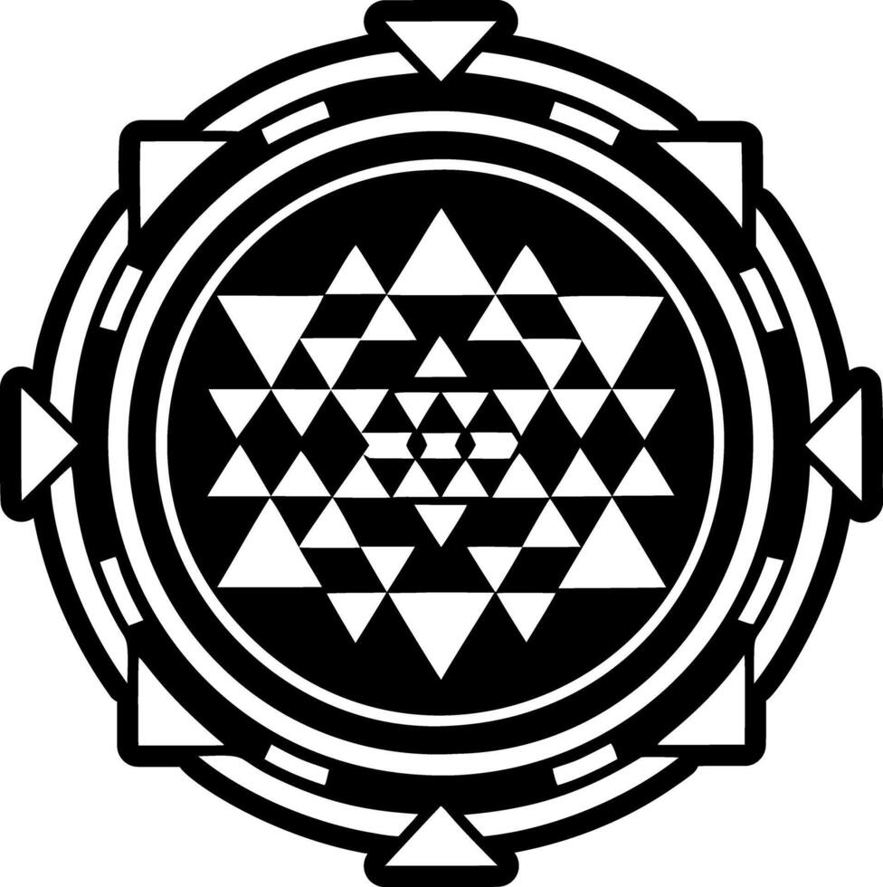 Sri yantra symbol, glyph icon vector