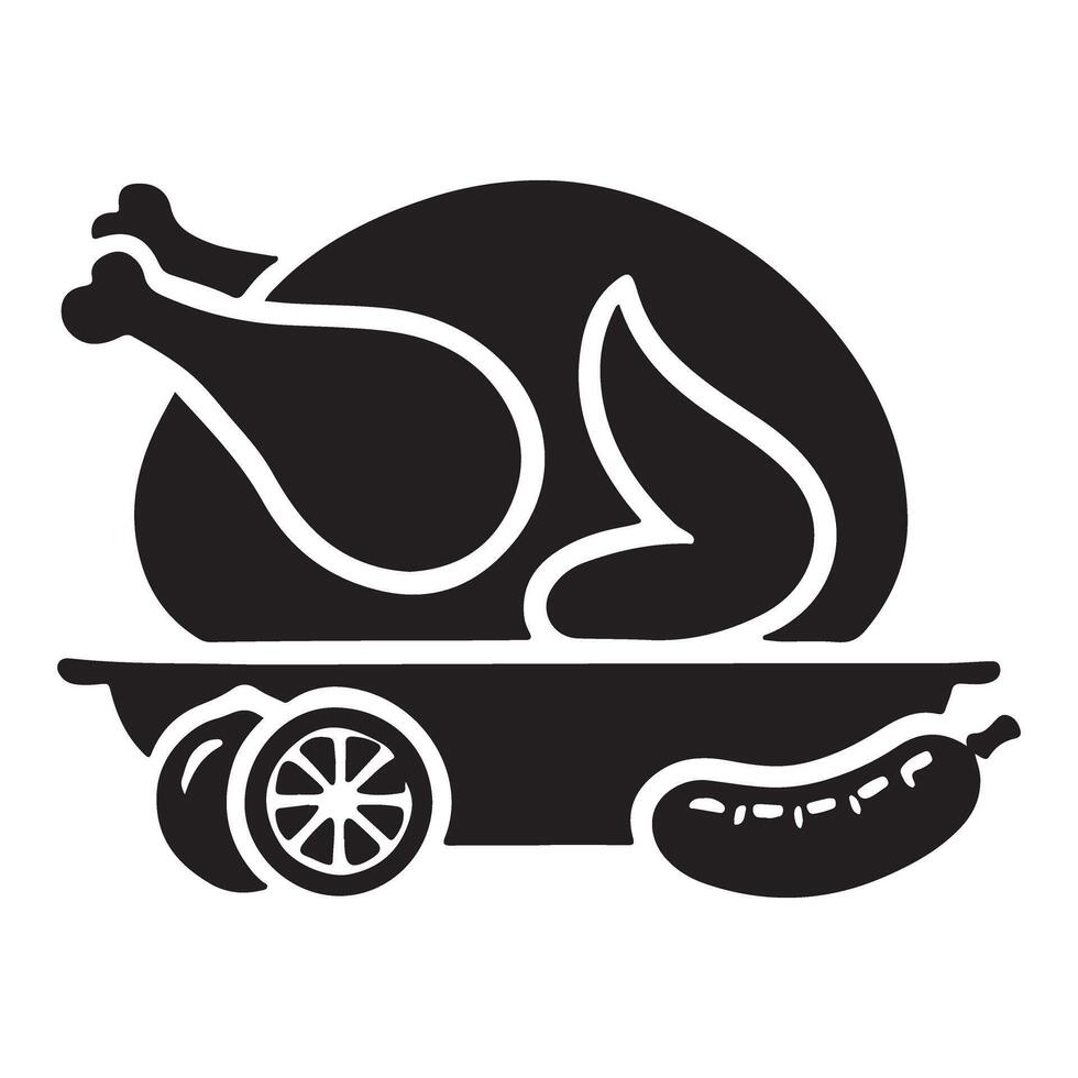 Silhouette of Roasted Chicken with Sides vector