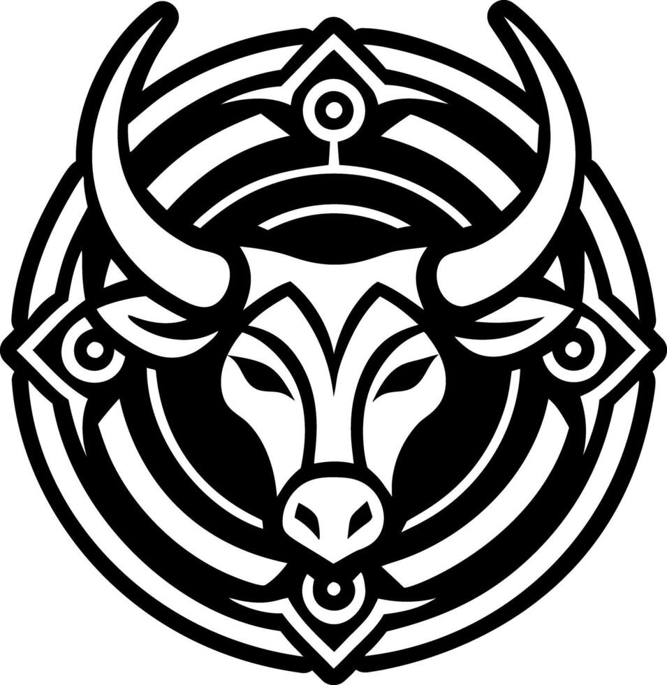 Taurus symbol tattoo, glyph icon vector