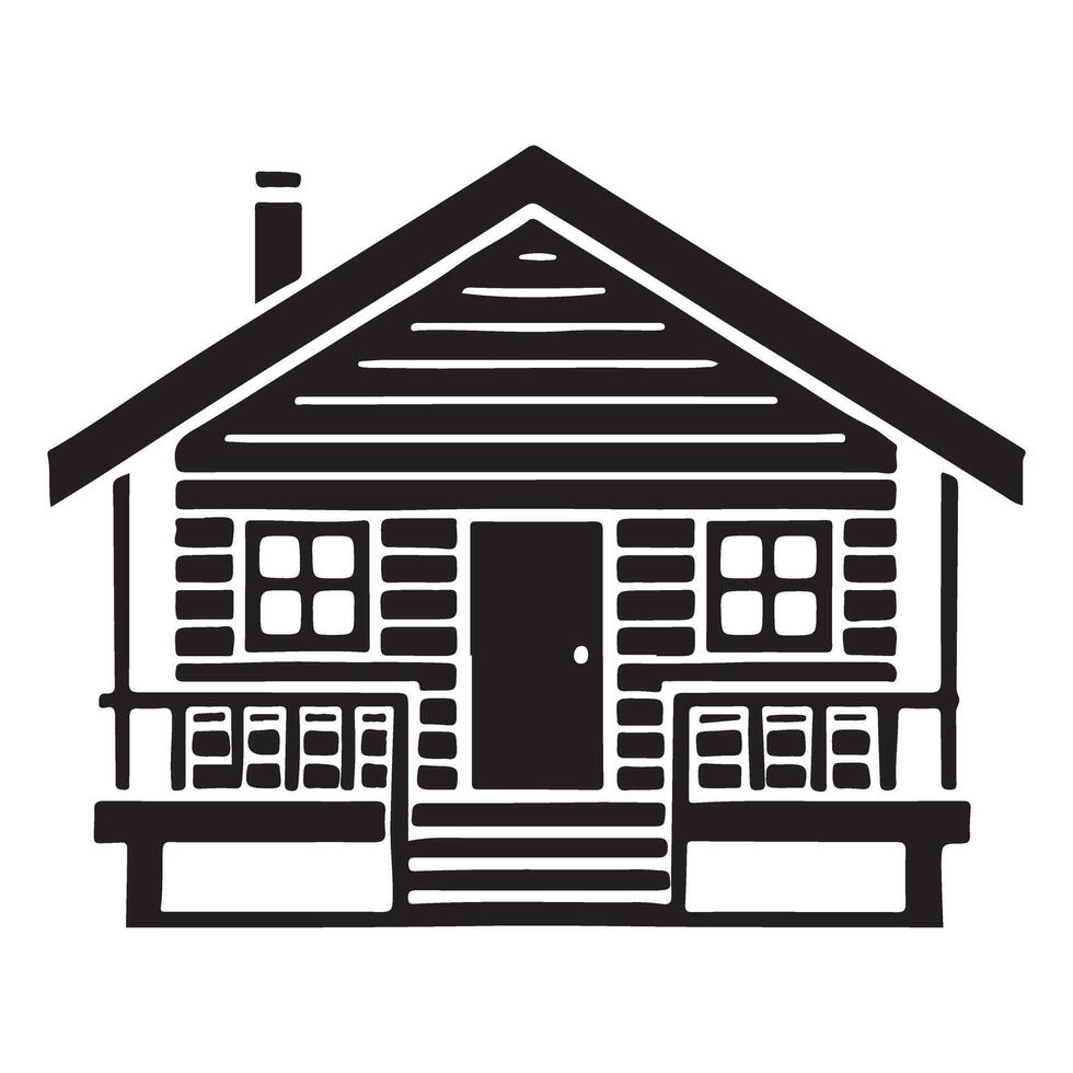 Charming Silhouette Log Cabin House Illustration vector