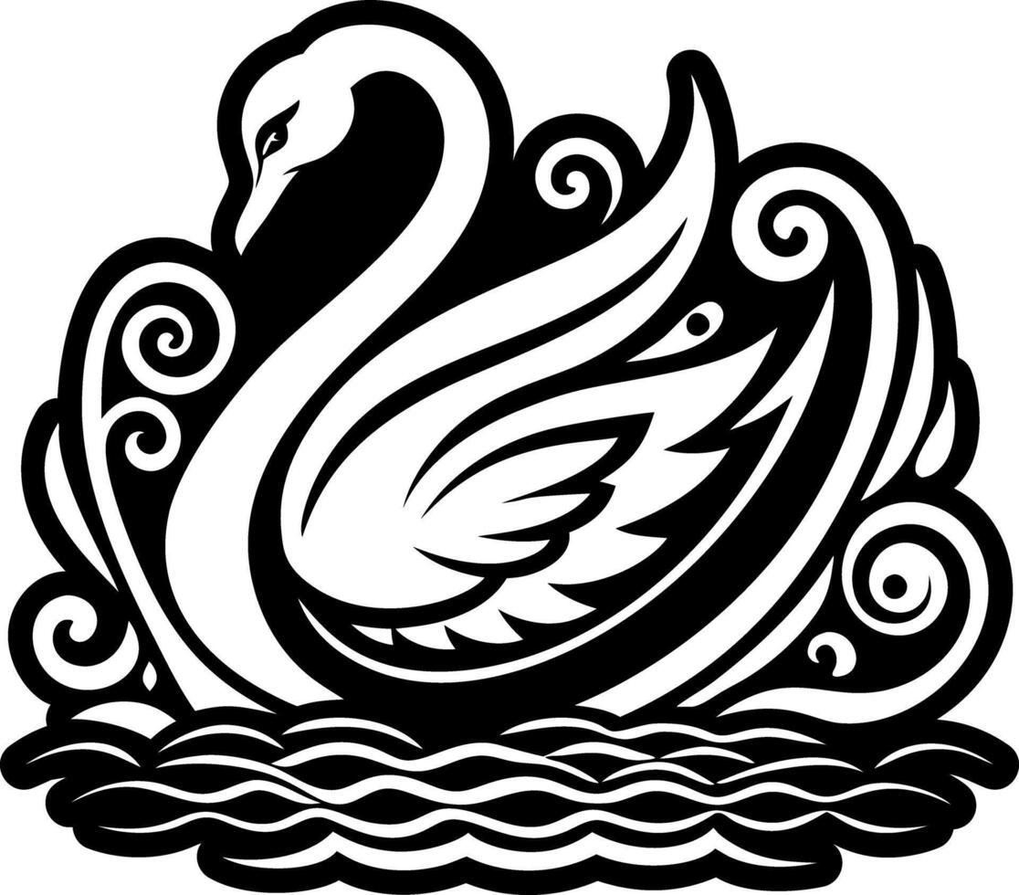 A glyph style icon of a swan tattoo vector