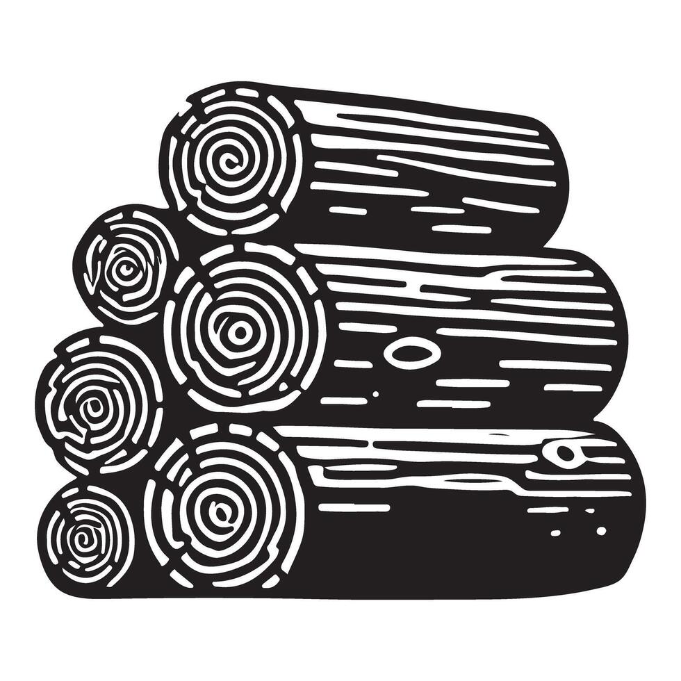 Stack of Logs Silhouette design Illustration for Rustic Designs vector