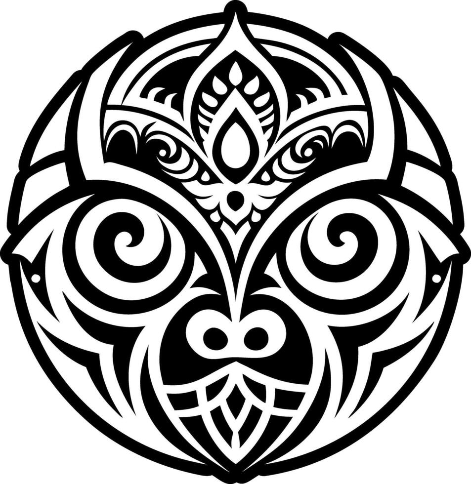 Filled icon of a polynesian tattoo vector