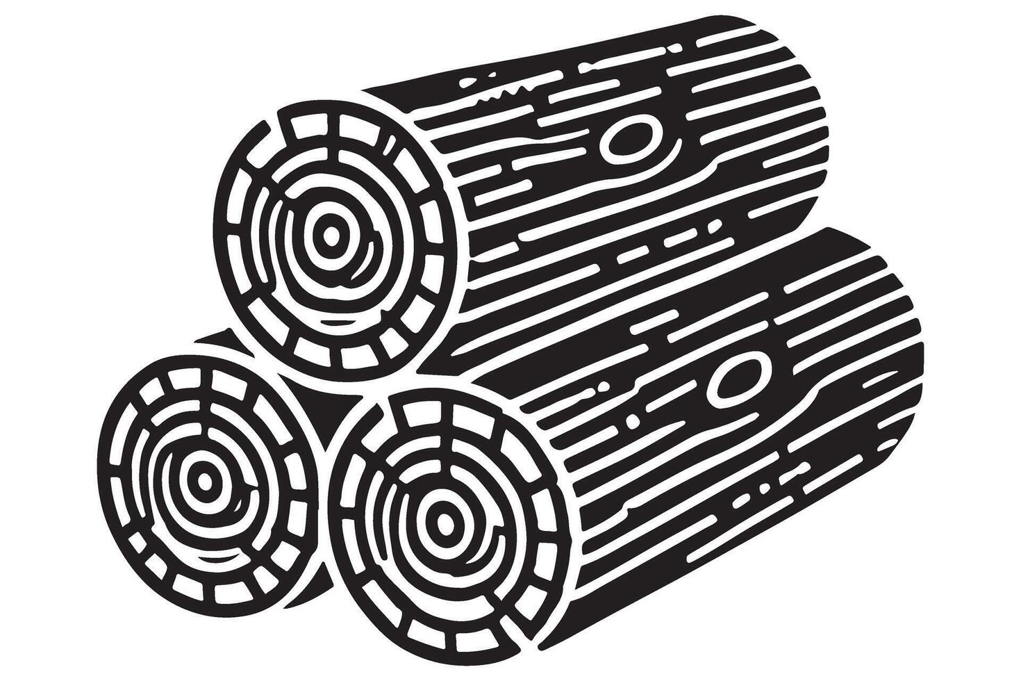Stacked Logs Silhouette Illustration for Rustic Designs vector