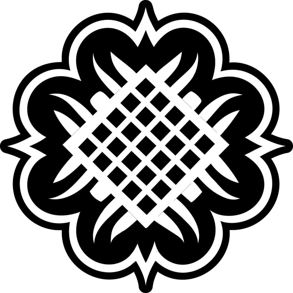 A glyph style icon of a quilted tattoo vector