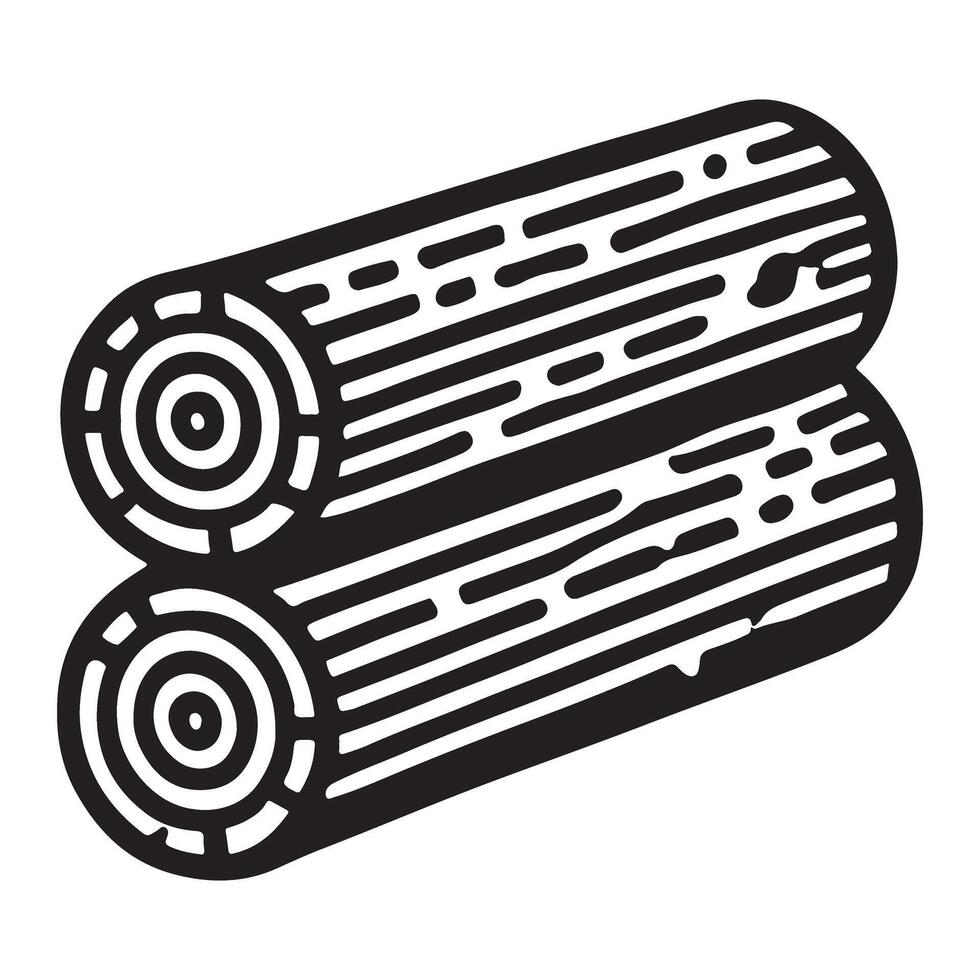 Two Logs Stacked Silhouette Illustration vector
