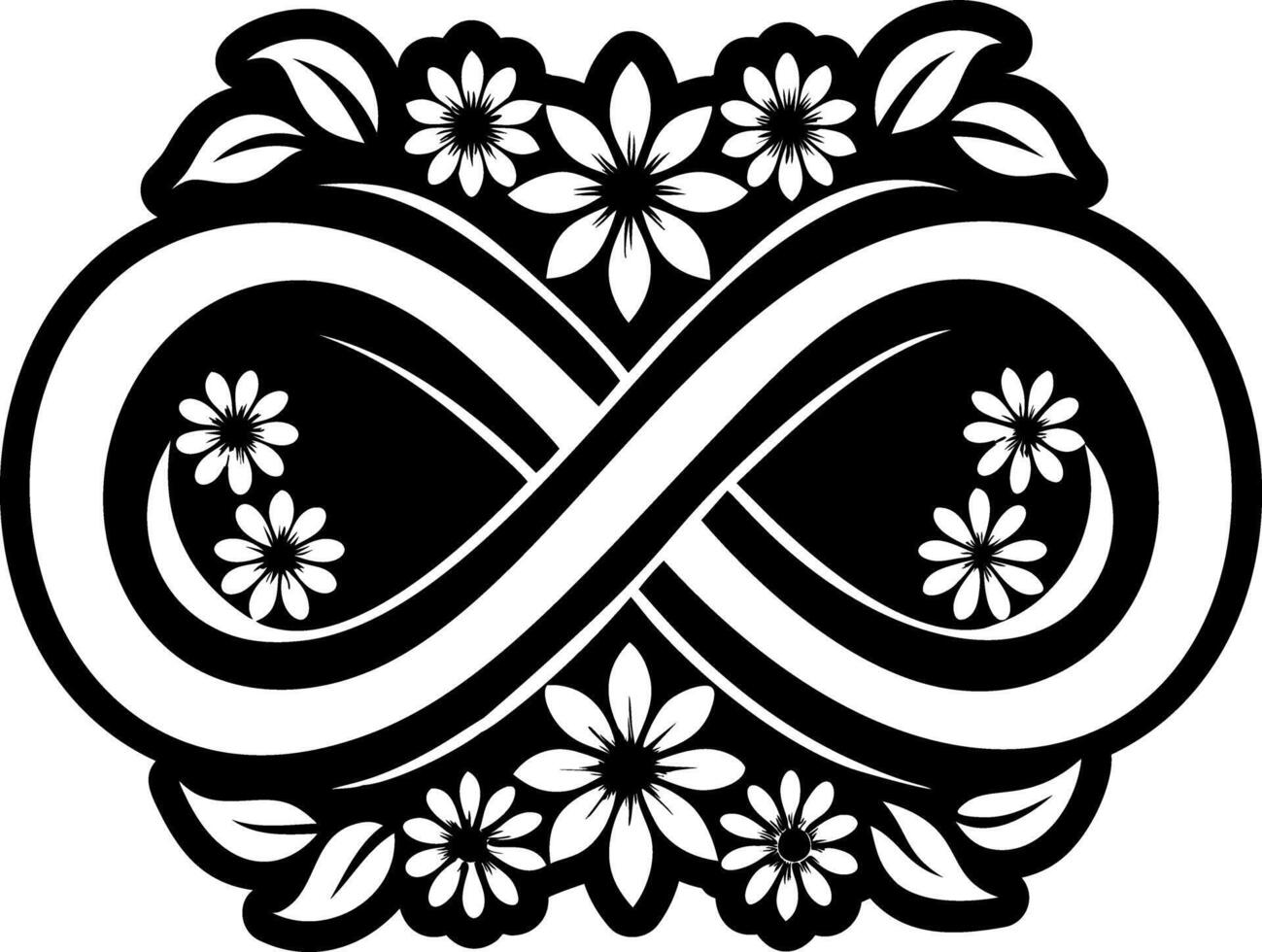 Infinity flower glyph tattoo icon vector