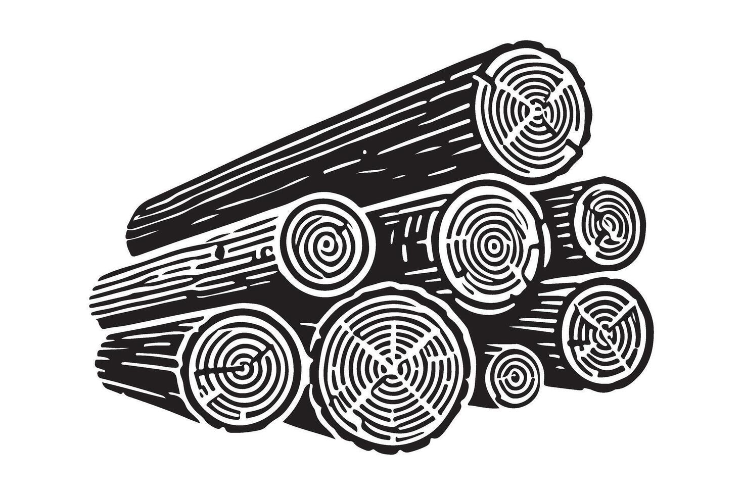 Pile of Lumber Logs Silhouette Illustration vector