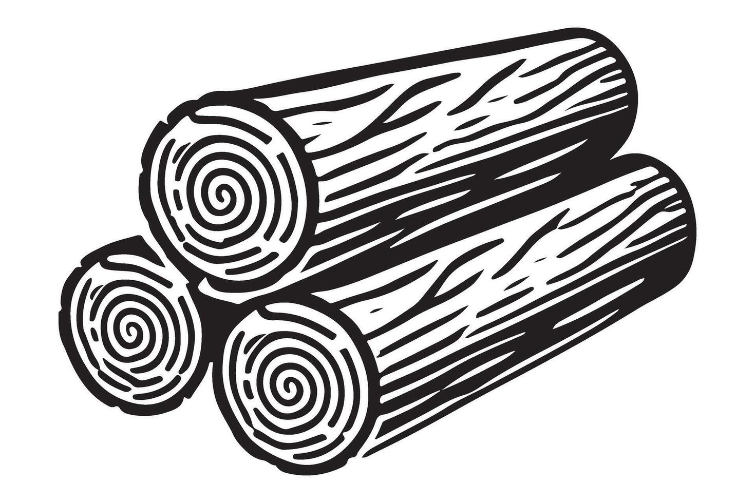 Stacked Rustic Black Silhouette Logs Illustration vector