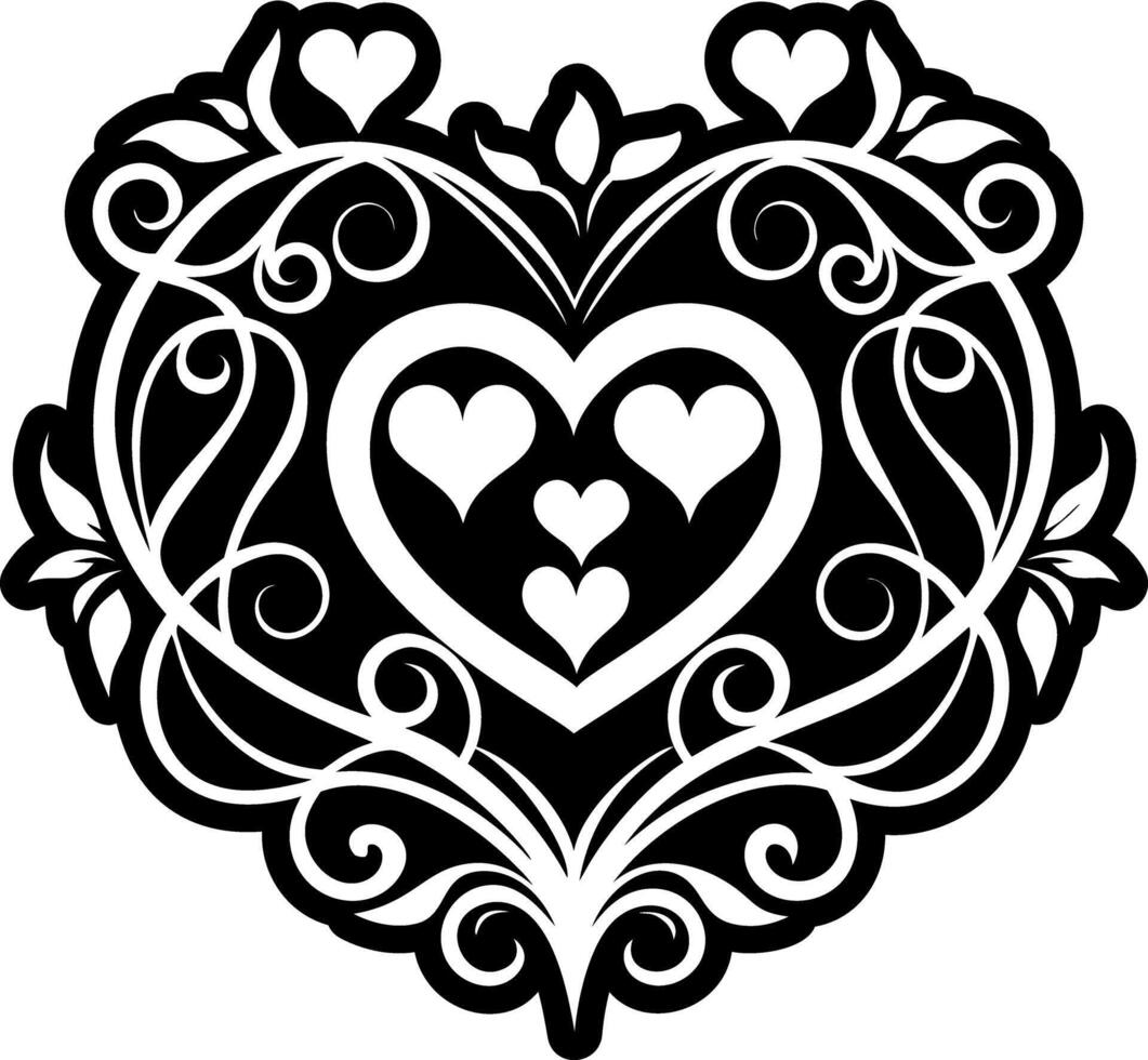A glyph style icon of beautiful floral love tattoo vector