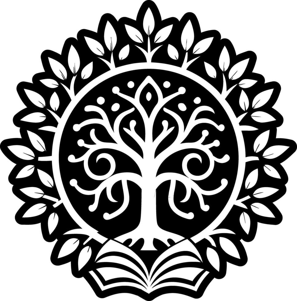 Knowledge tree glyph style tattoo icon vector
