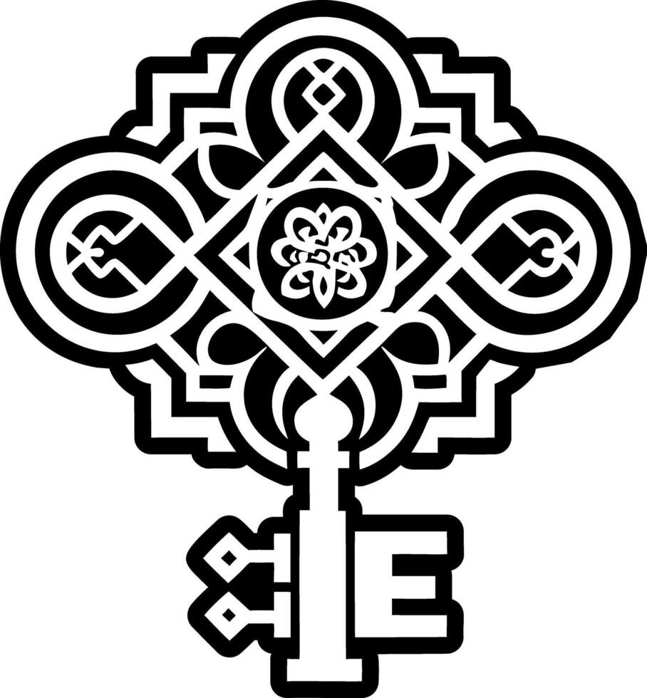 A glyph icon depicting key symbol vector