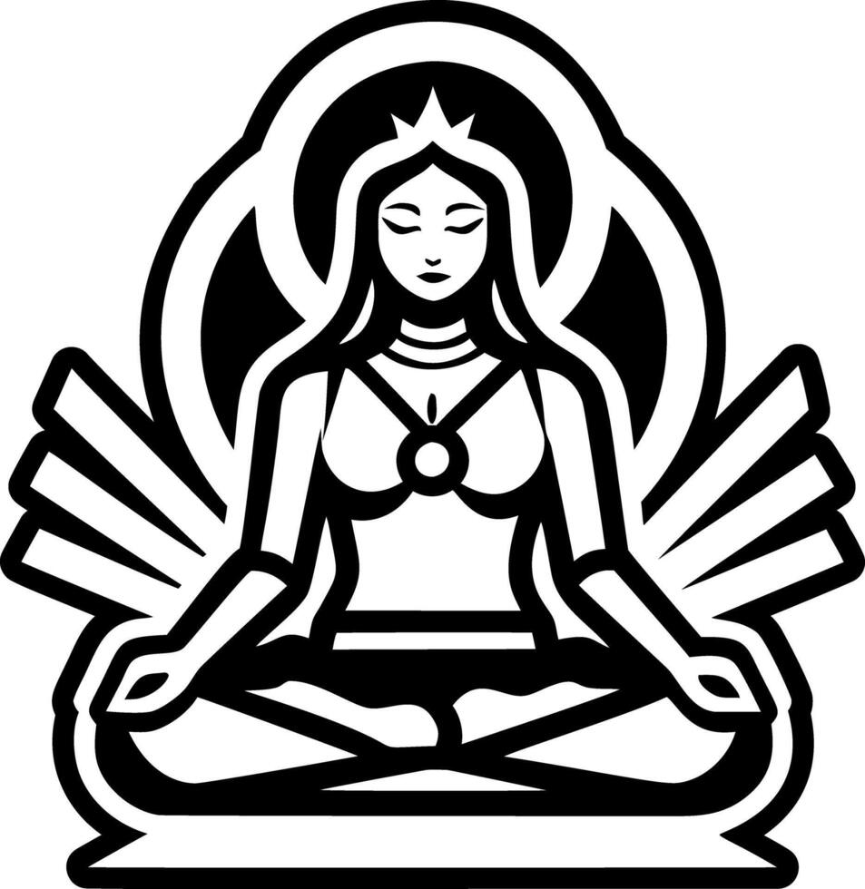 Glyph feminine tattoo of meditation symbol vector
