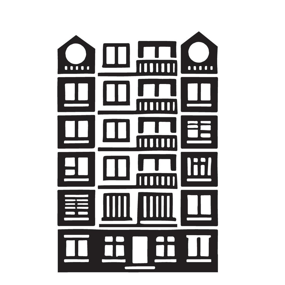 Apartment Building Silhouette Illustration Graphic vector