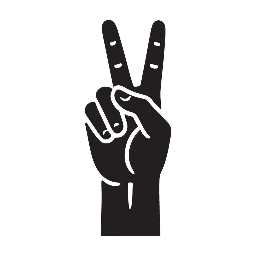 Silhouette of Hand Showing Peace Sign Gesture vector