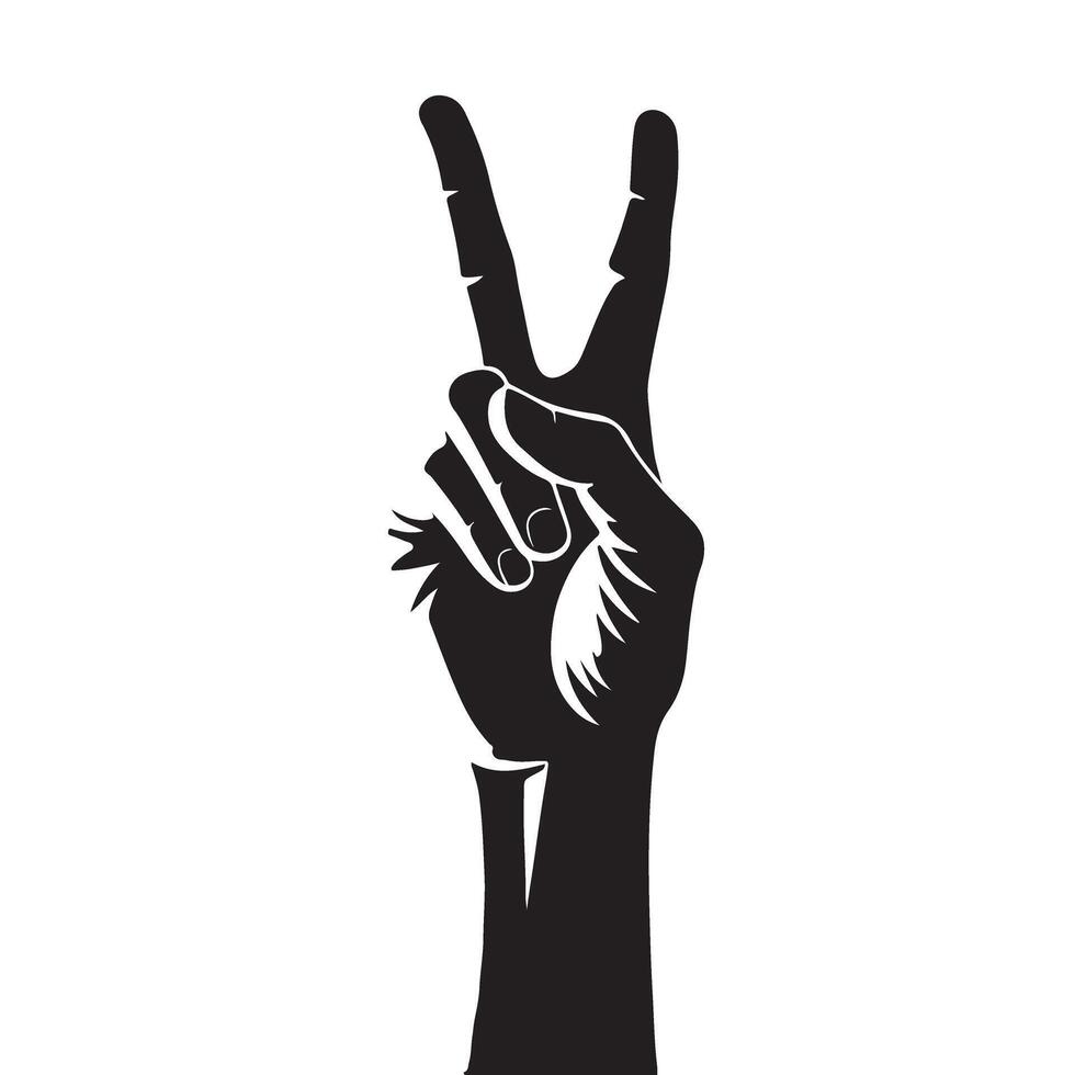 Peace Sign Hand Silhouette Illustration for Posters vector