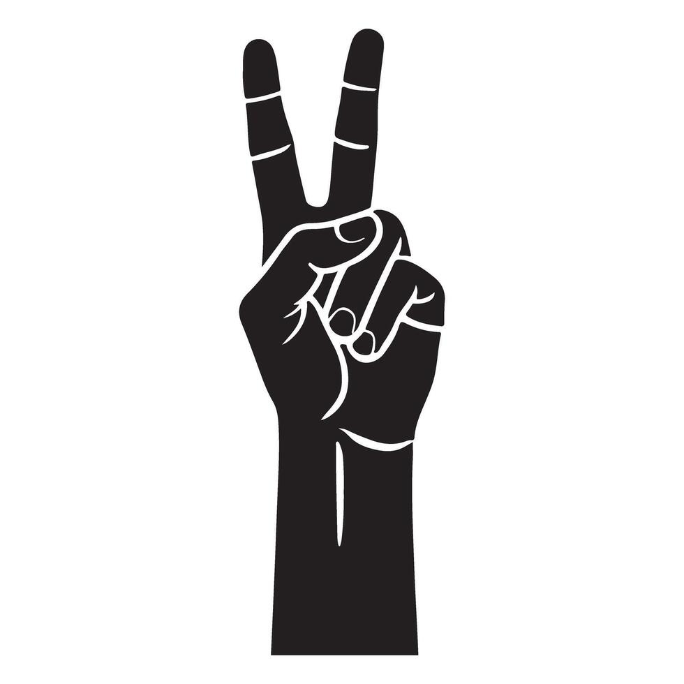 Peace Sign Hand Gesture Silhouette Illustration design vector