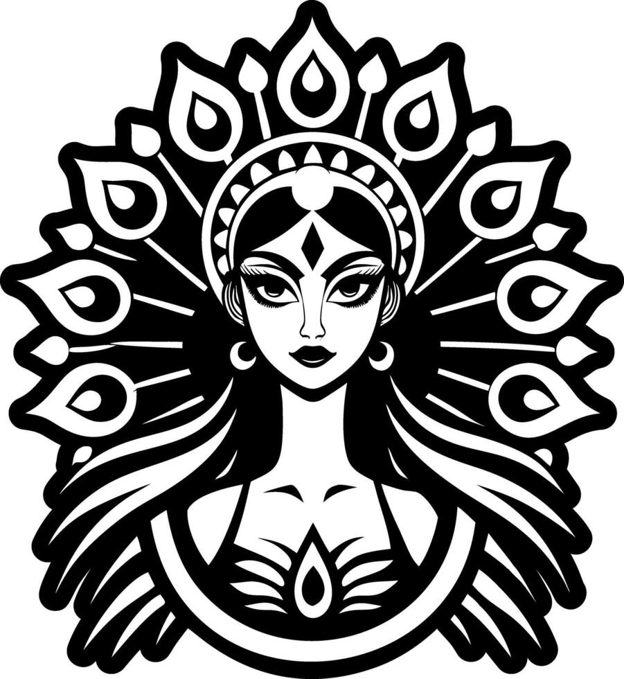 Solid style icon of a goddess portrait vector