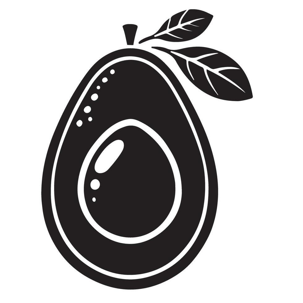 Halved Avocado Silhouette Illustration for Healthy Foods vector