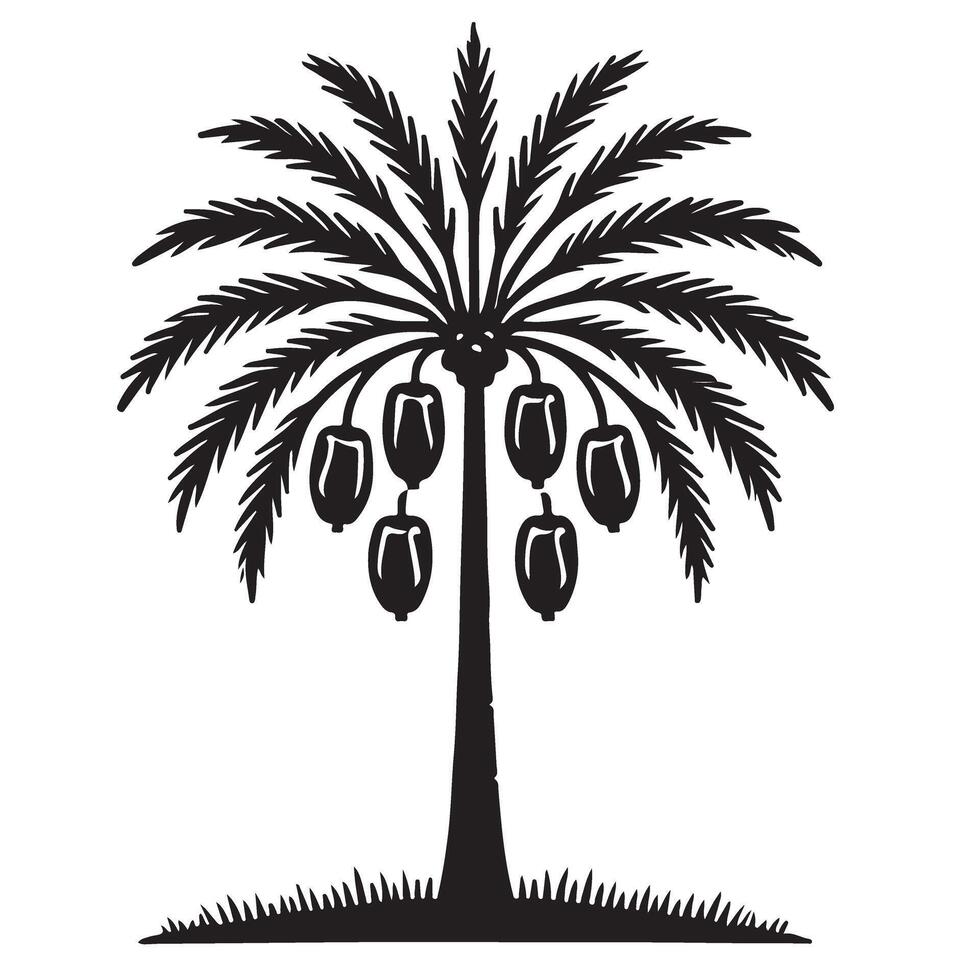 Simple Date Palm Tree Silhouette Illustration vector