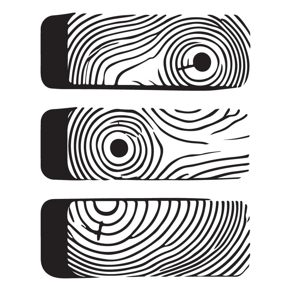 Detailed Wood Grain Cross-Section Silhouettes vector