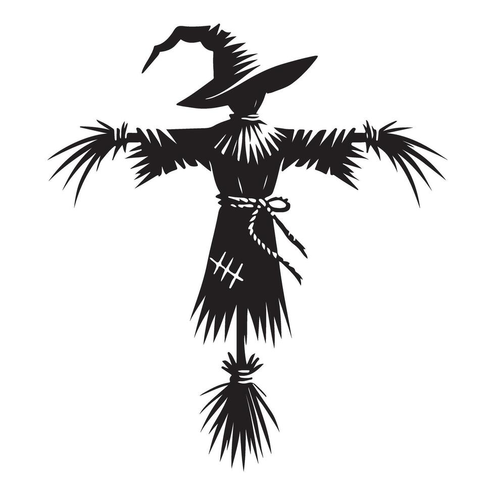Scary Scarecrow Silhouette Halloween Illustration vector
