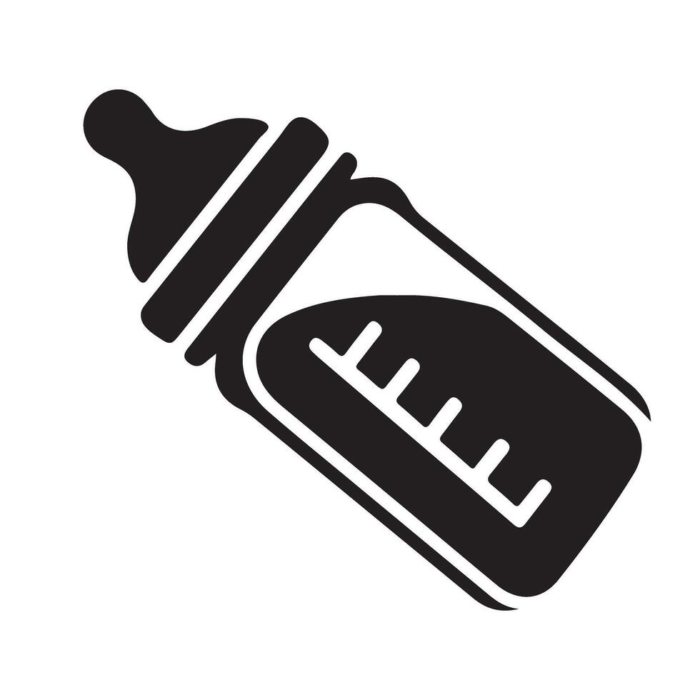 Baby Bottle with Milk Silhouette Illustration vector