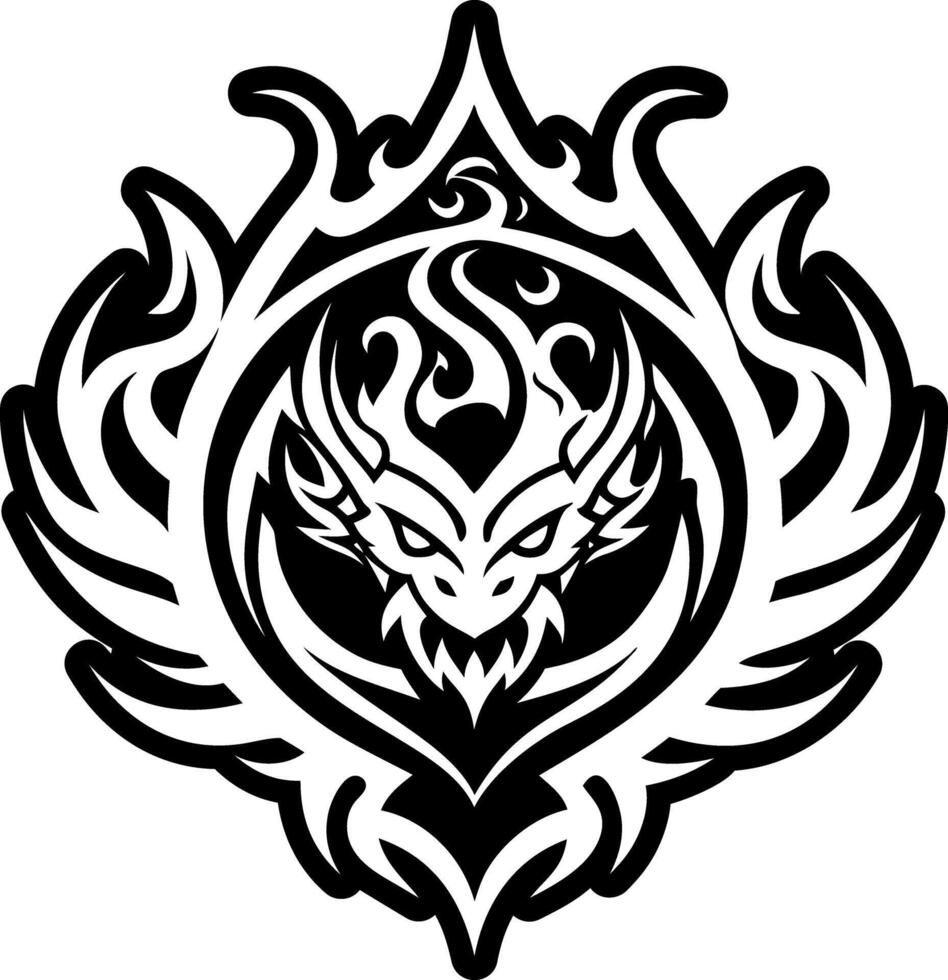 Dragon tattoo icon in solid style vector