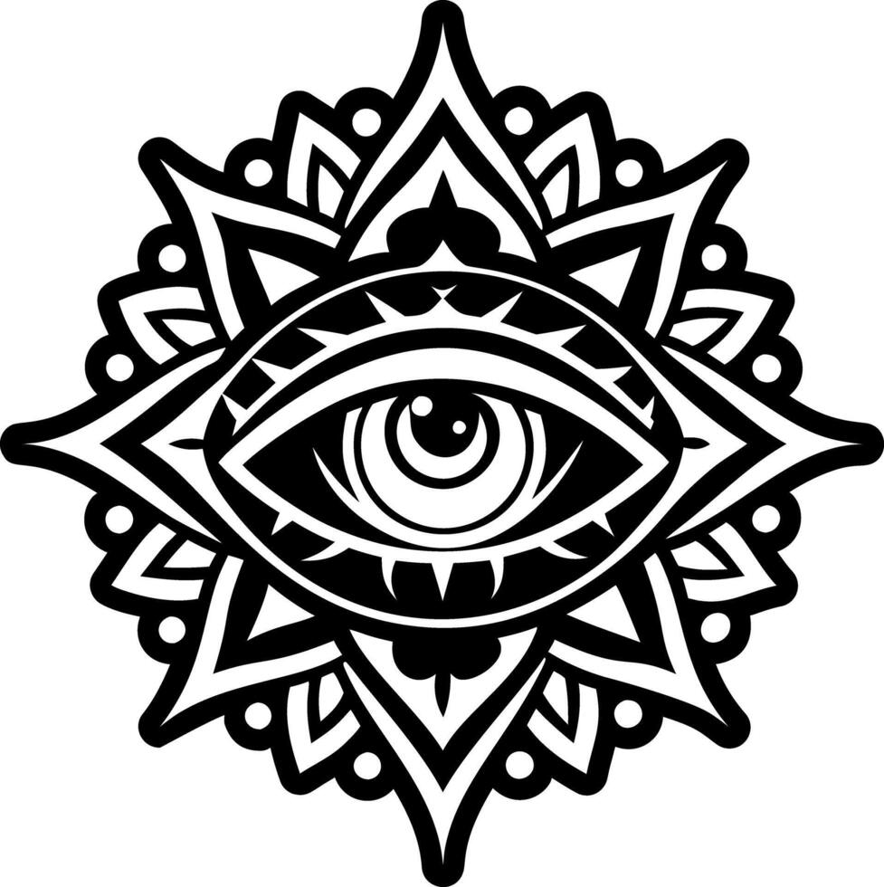 Eye tattoo icon in solid style vector