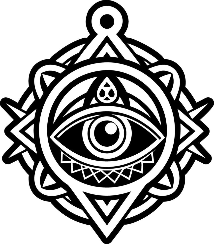 Evil eye symbol icon in filled style vector