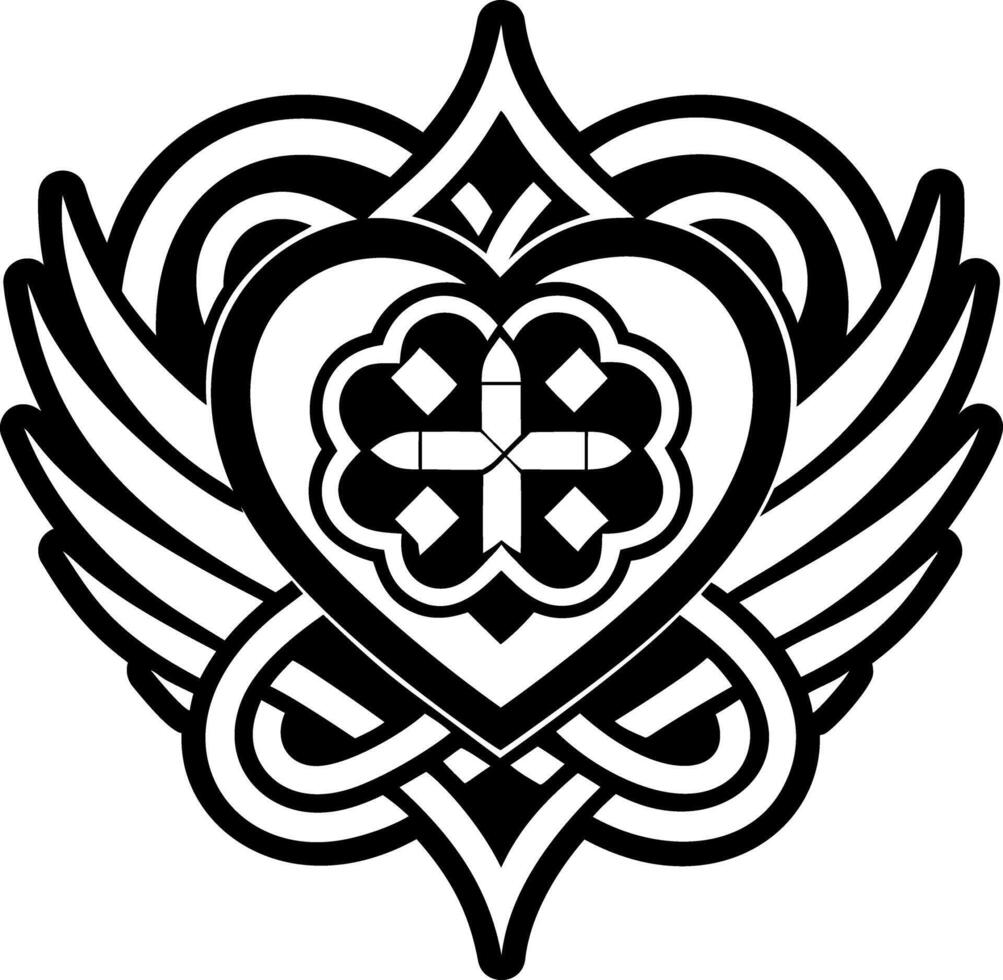 Heart tattoo icon in solid style vector