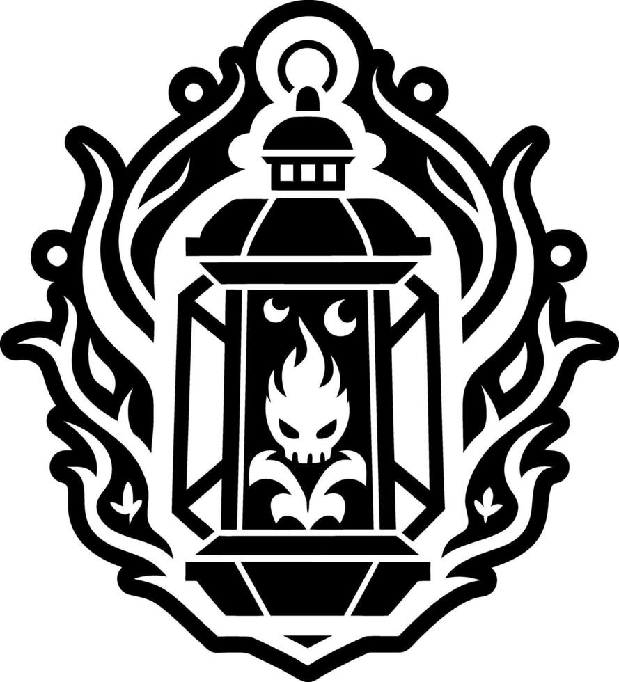 Haunted lantern icon in glyph style vector