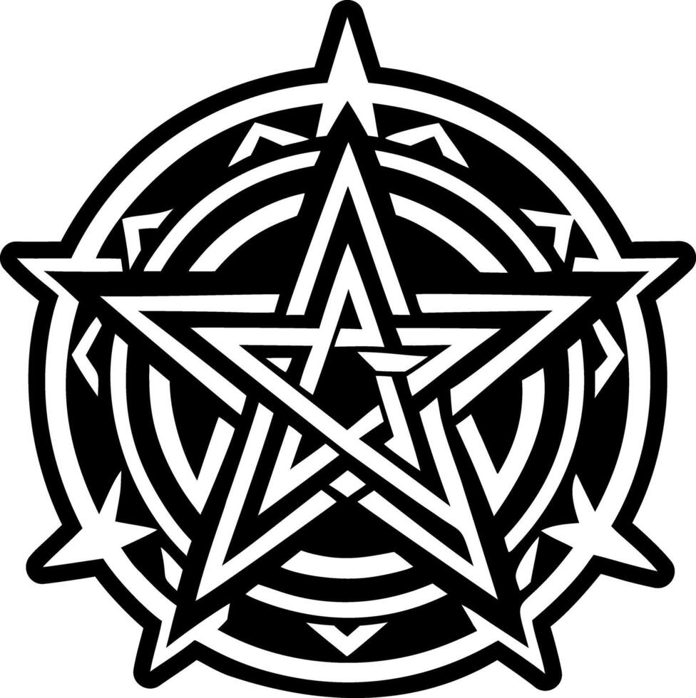 A solid style icon of pentacle tattoo vector