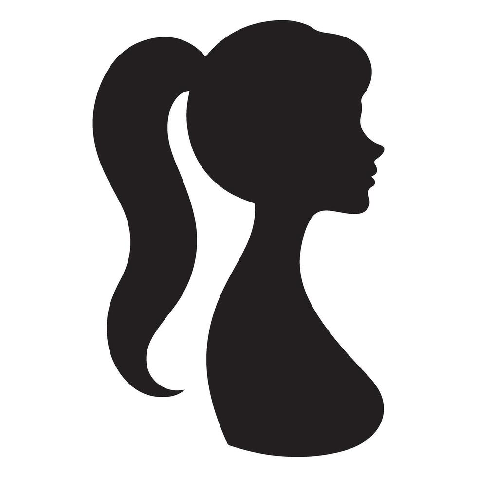 Woman with Ponytail Silhouette Illustration vector