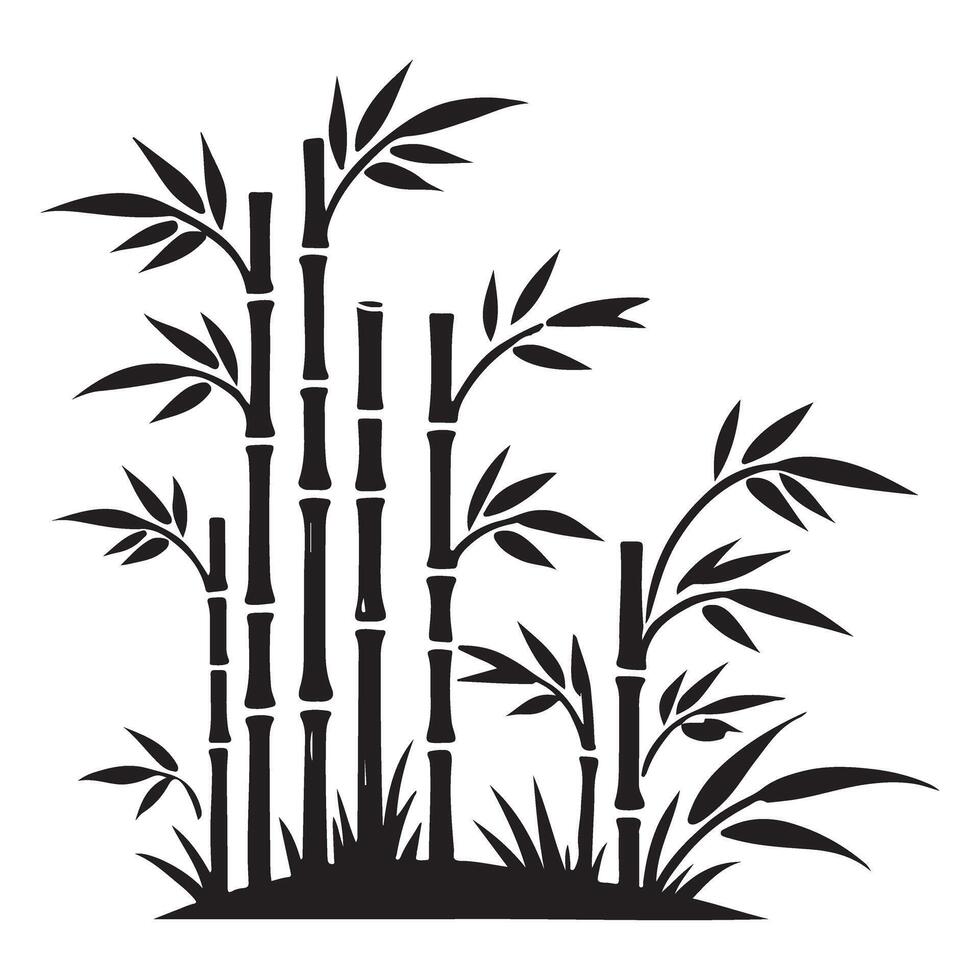 Bamboo Forest Silhouette Illustration Design vector
