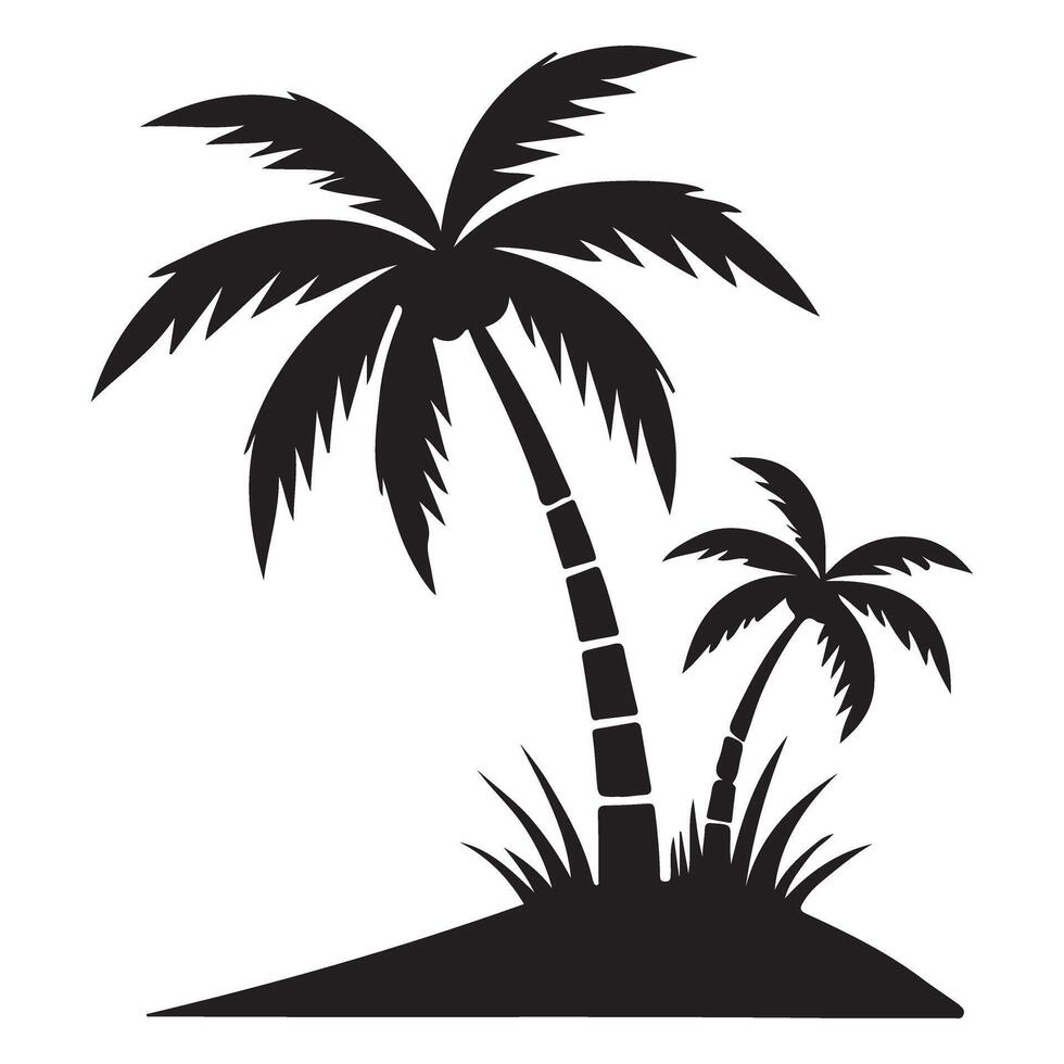Palm Trees on Island Silhouette Illustration vector
