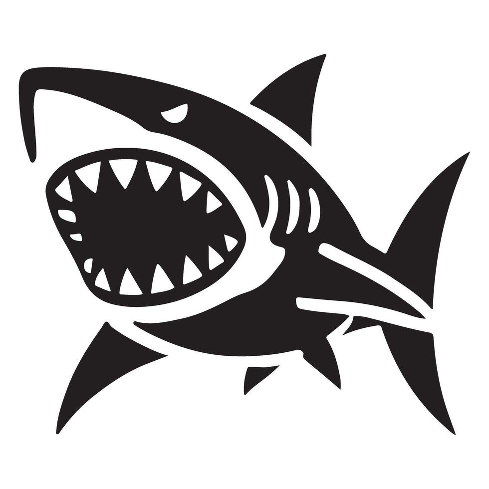 Great White Shark Silhouette Illustration for Marine Life vector