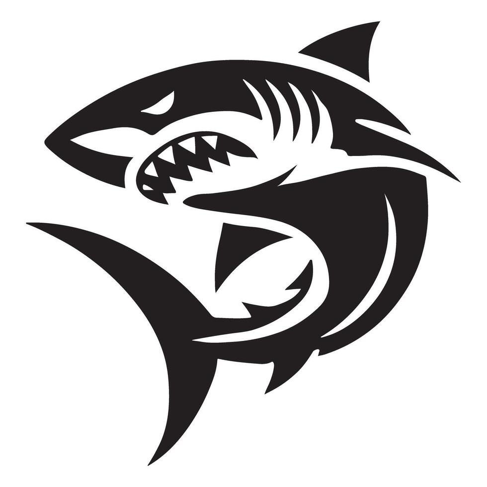 Aggressive Shark Silhouette Illustration Design design vector