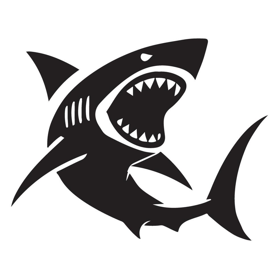 Aggressive Shark Silhouette Illustration vector
