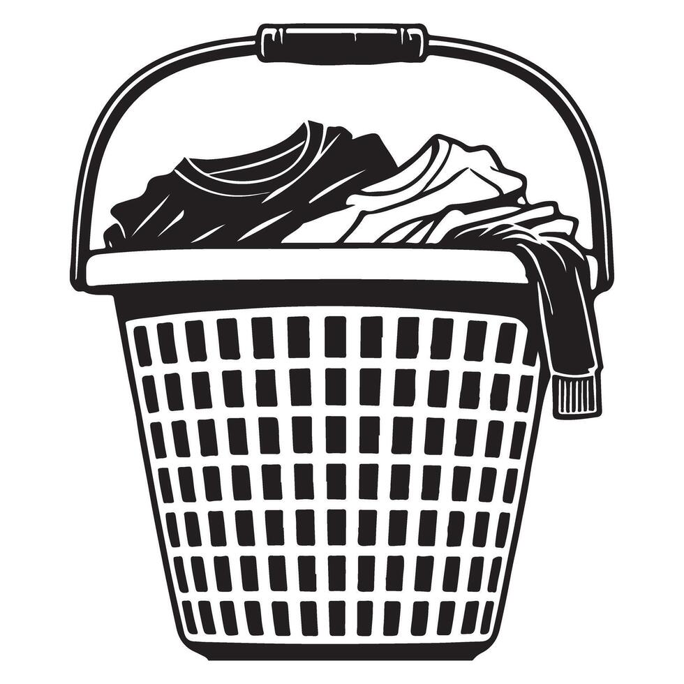 Laundry Basket with Clothes design Silhouette Illustration vector