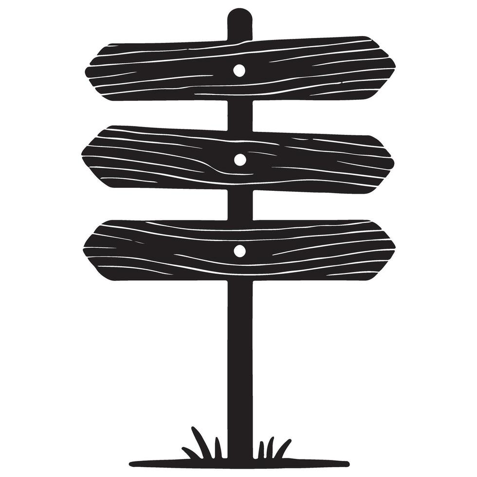 Simple Three-Directional Wooden Signpost vector