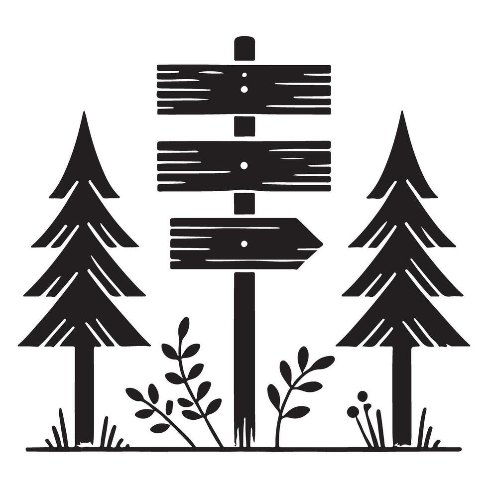 Wooden Signpost in a Forest Setting Illustration vector