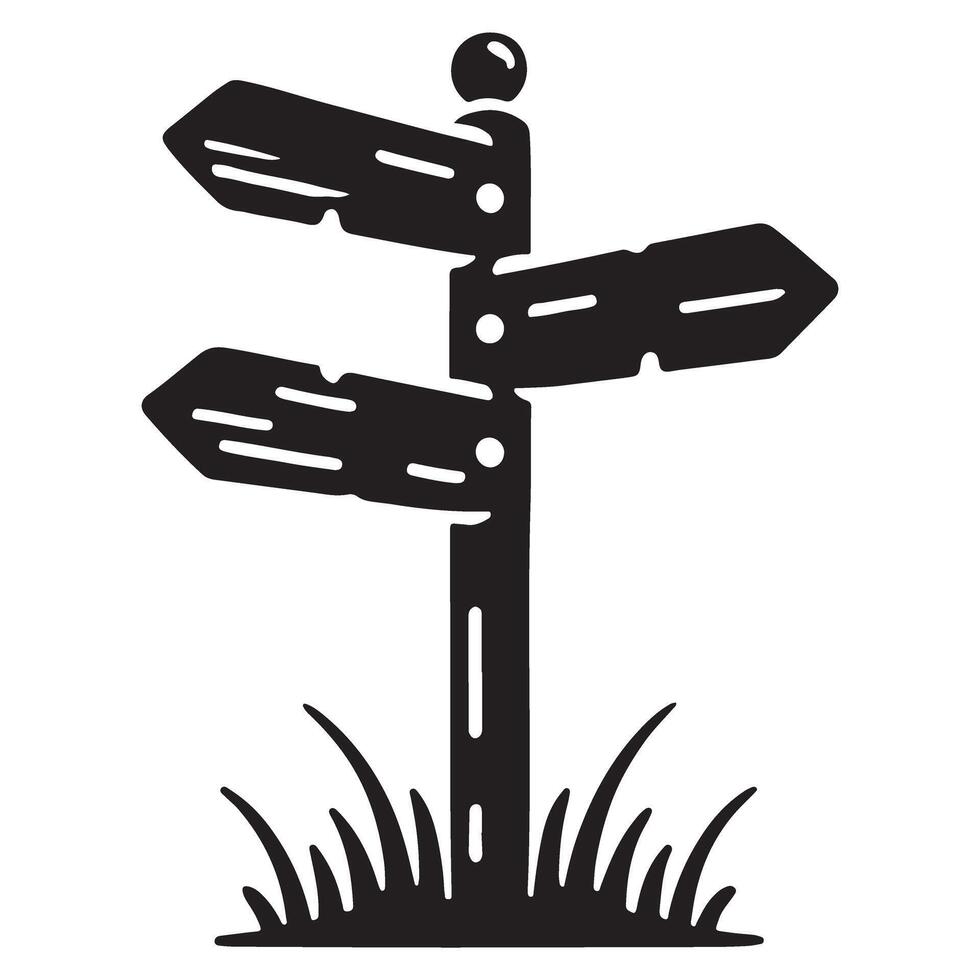 Three Way Signpost Silhouette Design vector