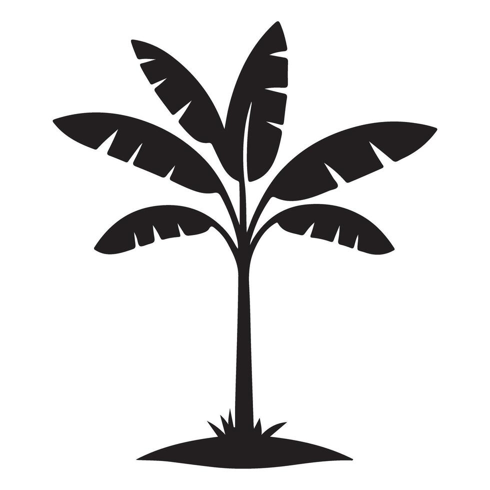 Simple Black Silhouette of a Banana Tree Graphic vector
