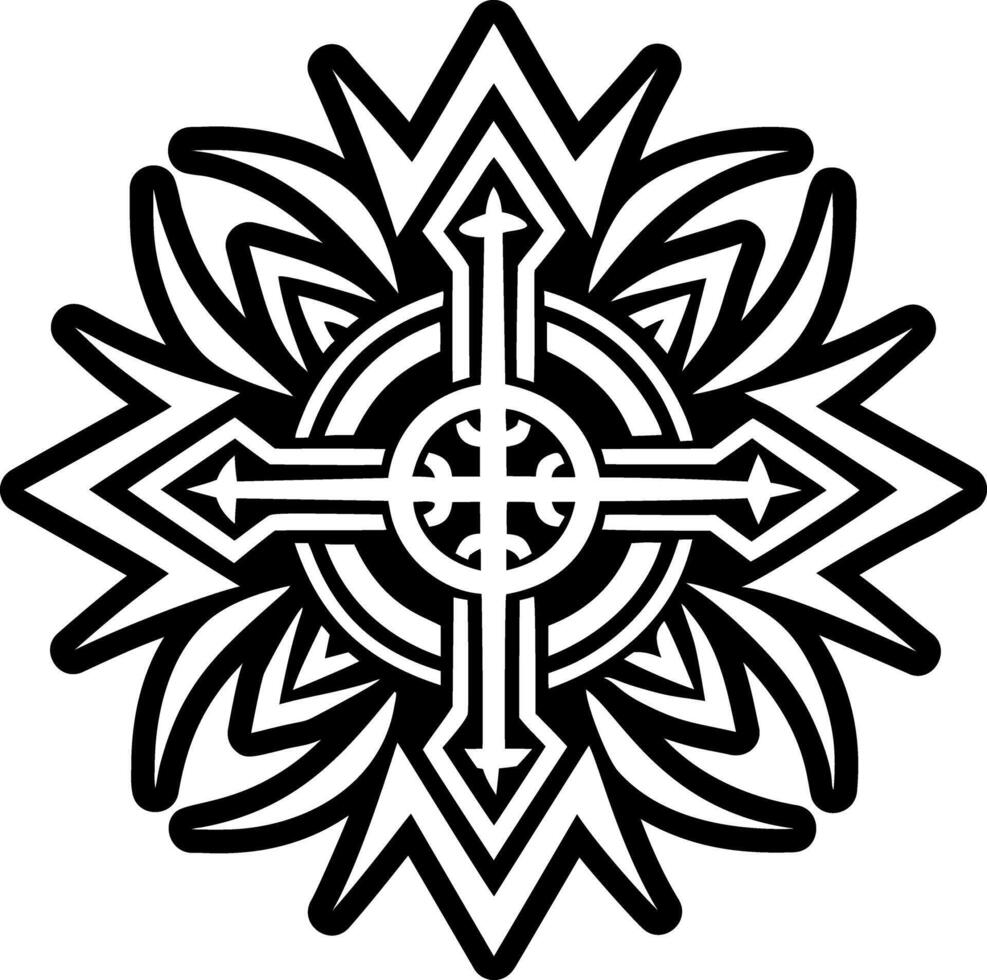 A solid style icon of solar cross symbol vector