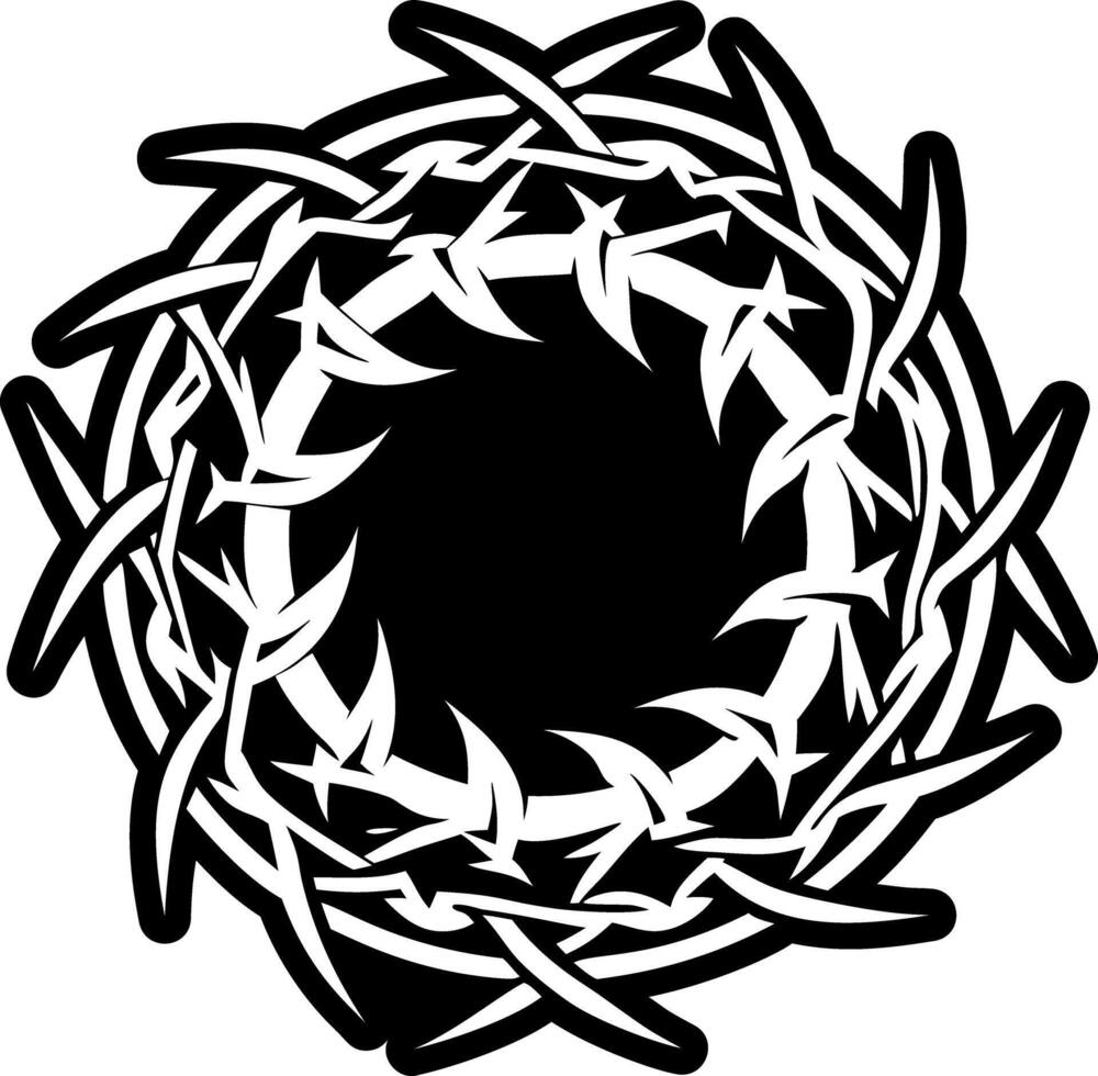 Thorn crown symbol icon in solid style vector